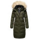 Marikoo Schneesternchen Damen lange Winter Steppjacke mit Kapuze Olive M - Gr. 38