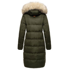 Marikoo Schneesternchen Damen lange Winter Steppjacke mit Kapuze Olive L - Gr. 40