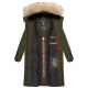 Marikoo Schneesternchen Damen lange Winter Steppjacke mit Kapuze Olive L - Gr. 40