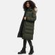 Marikoo Schneesternchen Damen lange Winter Steppjacke mit Kapuze Olive L - Gr. 40