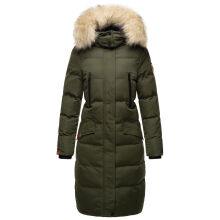 Marikoo Schneesternchen ladies long winter hooded quilted jacket Olive-Gr.XL