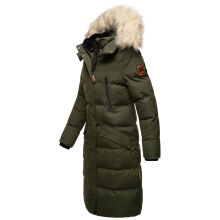 Marikoo Schneesternchen ladies long winter hooded quilted jacket Olive-Gr.XL