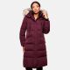 Marikoo Schneesternchen Damen lange Winter Steppjacke mit Kapuze Weinrot S - Gr. 36