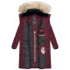Marikoo Schneesternchen Damen lange Winter Steppjacke mit Kapuze Weinrot S - Gr. 36