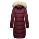 Marikoo Schneesternchen Damen lange Winter Steppjacke mit Kapuze Weinrot S - Gr. 36