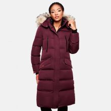 Marikoo Schneesternchen ladies long winter hooded quilted jacket Wein-Gr.M