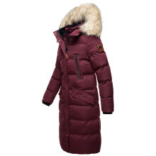 Marikoo Schneesternchen ladies long winter hooded quilted jacket Wein-Gr.M
