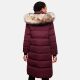 Marikoo Schneesternchen ladies long winter hooded quilted jacket Wein-Gr.M
