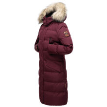 Marikoo Schneesternchen ladies long winter hooded quilted jacket Wein-Gr.L