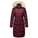 Marikoo Schneesternchen ladies long winter hooded quilted jacket Wein-Gr.L