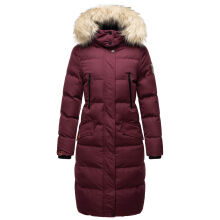 Marikoo Schneesternchen ladies long winter hooded quilted jacket Wein-Gr.XL