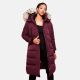 Marikoo Schneesternchen ladies long winter hooded quilted jacket Wein-Gr.XL