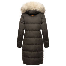 Marikoo Schneesternchen Damen lange Winter Steppjacke mit Kapuze Anthrazit XS - Gr. 34