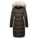 Marikoo Schneesternchen Damen lange Winter Steppjacke mit Kapuze Anthrazit S - Gr. 36