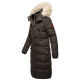 Marikoo Schneesternchen Damen lange Winter Steppjacke mit Kapuze Anthrazit M - Gr. 38