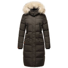Marikoo Schneesternchen Damen lange Winter Steppjacke mit Kapuze Anthrazit L - Gr. 40