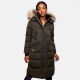 Marikoo Schneesternchen Damen lange Winter Steppjacke mit Kapuze Anthrazit L - Gr. 40