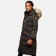 Marikoo Schneesternchen Damen lange Winter Steppjacke mit Kapuze Anthrazit L - Gr. 40