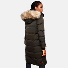 Marikoo Schneesternchen Damen lange Winter Steppjacke mit Kapuze Anthrazit XL - Gr. 42