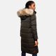 Marikoo Schneesternchen Damen lange Winter Steppjacke mit Kapuze Anthrazit XXL - Gr. 44