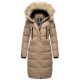 Marikoo Schneesternchen Damen lange Winter Steppjacke mit Kapuze Taupe XS - Gr. 34