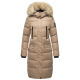 Marikoo Schneesternchen Damen lange Winter Steppjacke mit Kapuze Taupe XS - Gr. 34