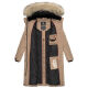 Marikoo Schneesternchen Damen lange Winter Steppjacke mit Kapuze Taupe S - Gr. 36