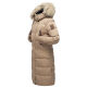 Marikoo Schneesternchen Damen lange Winter Steppjacke mit Kapuze Taupe S - Gr. 36
