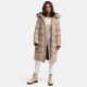 Marikoo Schneesternchen Damen lange Winter Steppjacke mit Kapuze Taupe L - Gr. 40