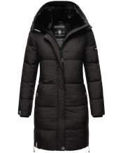 Marikoo Streliziaa Damen lange Winter Steppjacke Fellkragen Schwarz-Gr.XS