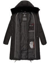 Marikoo Streliziaa Damen lange Winter Steppjacke Fellkragen Schwarz-Gr.XL
