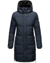 Marikoo Streliziaa Damen lange Winter Steppjacke Fellkragen Navy-Gr.XS