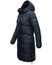 Marikoo Streliziaa Damen lange Winter Steppjacke Fellkragen Navy-Gr.XS