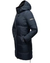 Marikoo Streliziaa Damen lange Winter Steppjacke Fellkragen Navy-Gr.XS