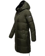 Marikoo Streliziaa Damen lange Winter Steppjacke Fellkragen Dark-Olive-Gr.XS