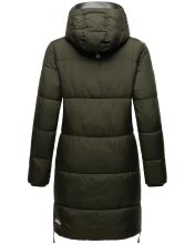 Marikoo Streliziaa Damen lange Winter Steppjacke Fellkragen Dark-Olive-Gr.XS