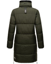 Marikoo Streliziaa Damen lange Winter Steppjacke Fellkragen Dark-Olive-Gr.XS