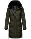 Marikoo Streliziaa Damen lange Winter Steppjacke Fellkragen Dark-Olive-Gr.XS