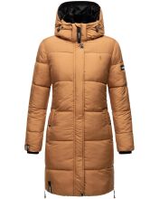 Marikoo Streliziaa Damen lange Winter Steppjacke Fellkragen Camel-Gr.XS