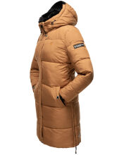 Marikoo Streliziaa Damen lange Winter Steppjacke Fellkragen Camel-Gr.XS