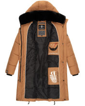 Marikoo Streliziaa Damen lange Winter Steppjacke Fellkragen Camel-Gr.XS