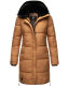 Marikoo Streliziaa Damen lange Winter Steppjacke Fellkragen Camel-Gr.XS