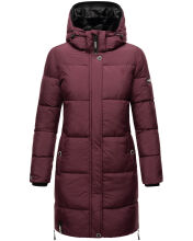 Marikoo Streliziaa ladies long winter quilted jacket fur collar Weinrot-Gr.XS