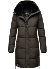 Marikoo Streliziaa Damen lange Winter Steppjacke Fellkragen Anthrazit-Gr.XS