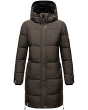 Marikoo Streliziaa Damen lange Winter Steppjacke Fellkragen Anthrazit-Gr.XS