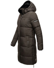 Marikoo Streliziaa Damen lange Winter Steppjacke Fellkragen Anthrazit-Gr.XS