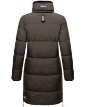 Marikoo Streliziaa Damen lange Winter Steppjacke Fellkragen Anthrazit-Gr.XS
