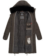Marikoo Streliziaa Damen lange Winter Steppjacke Fellkragen Anthrazit-Gr.XS