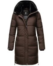 Marikoo Streliziaa ladies long winter quilted jacket fur collar Chocolate-Gr.XS