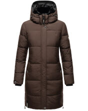 Marikoo Streliziaa ladies long winter quilted jacket fur collar Chocolate-Gr.XS